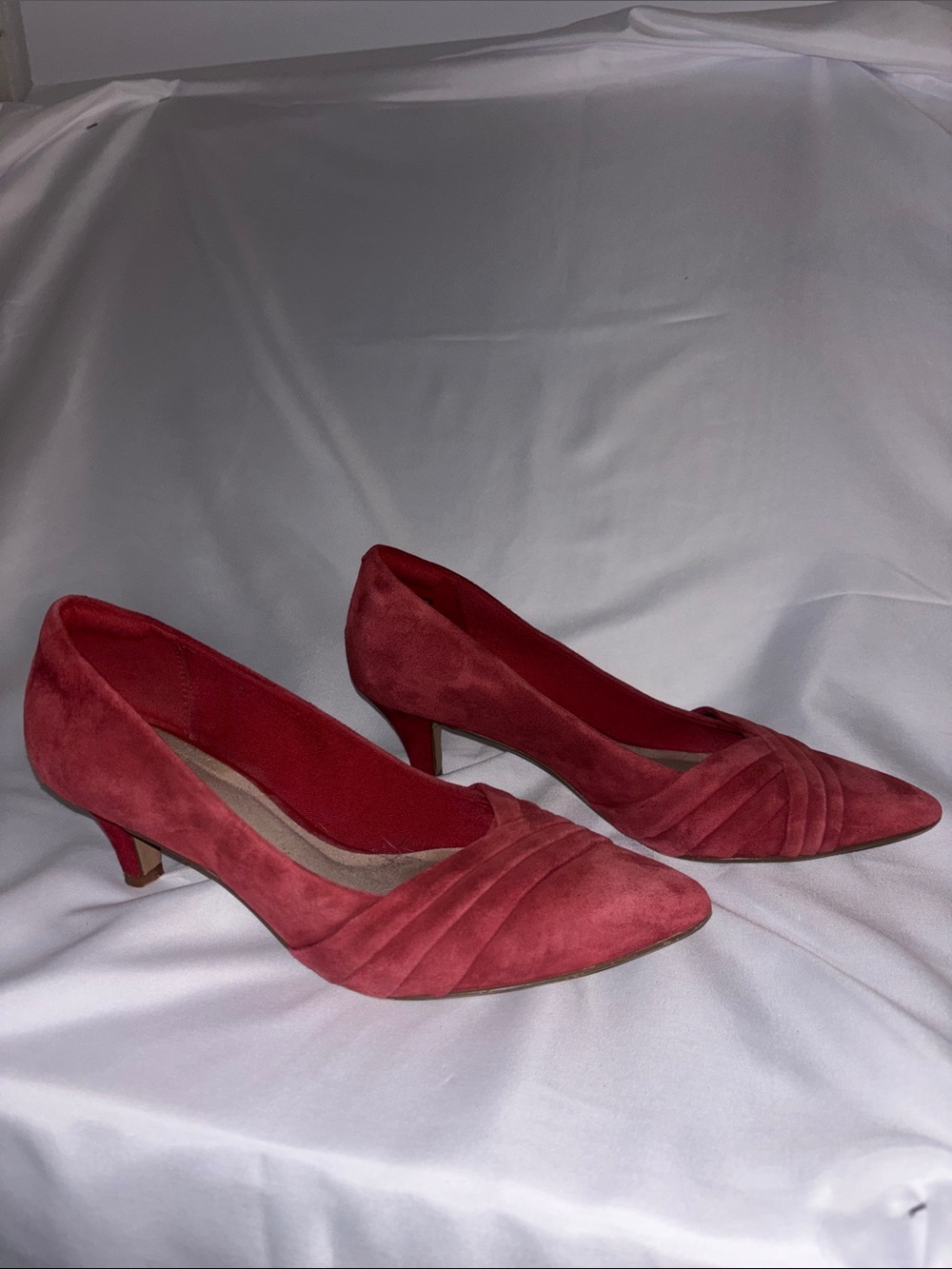 Clarks Red Suede Pointed Toe Women's Heels
